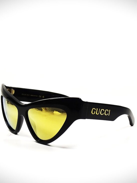 GUCCI GG 1294S 002 Shiny Black Frame Gold Mirror Lens 57-14-130 Sunglasses main image 13